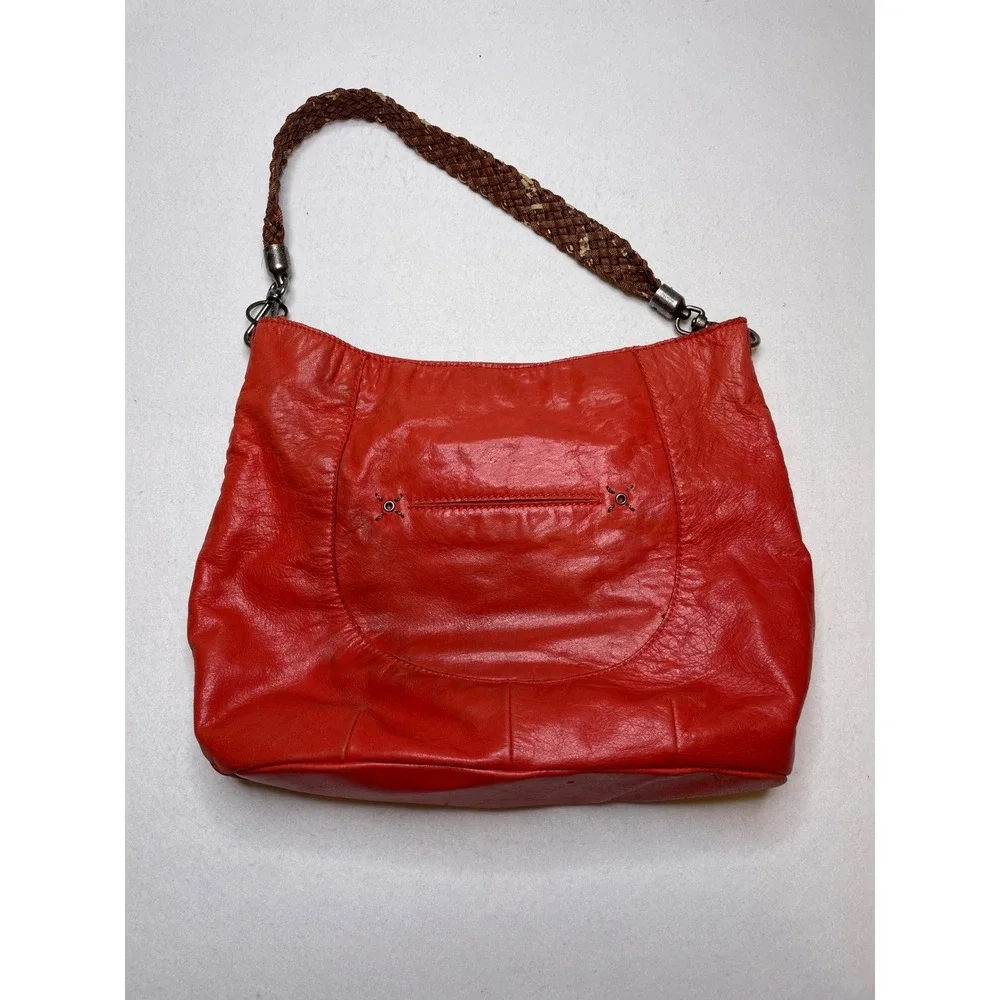 The Sak Women Purse Y2K Hobo Slouch Braided Strap Large Red